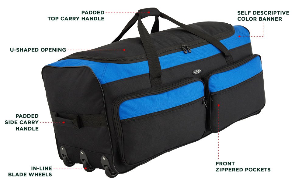 36 in. Tri-Fold Rolling Duffel Bag with 3-Blade Wheels and Folding Base - Image 2