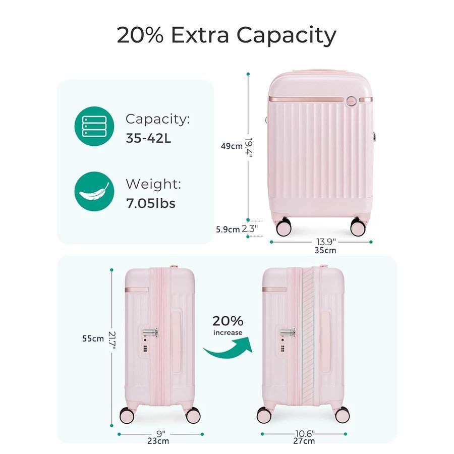 Airline-Approved 20" PC Hard Shell Spinner Luggage - Image 3